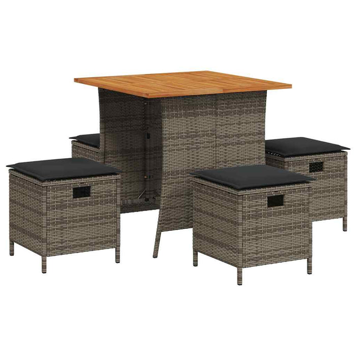 Set mobilier de grădină cu perne, 5 piese, gri, poliratan - WALTI WALTI