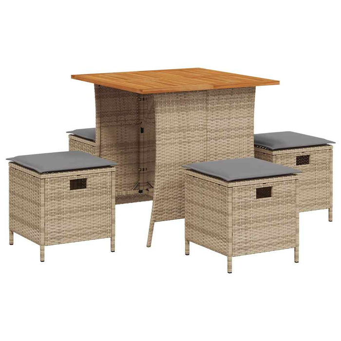 Set mobilier de grădină cu perne, 5 piese, bej, poliratan - WALTI WALTI