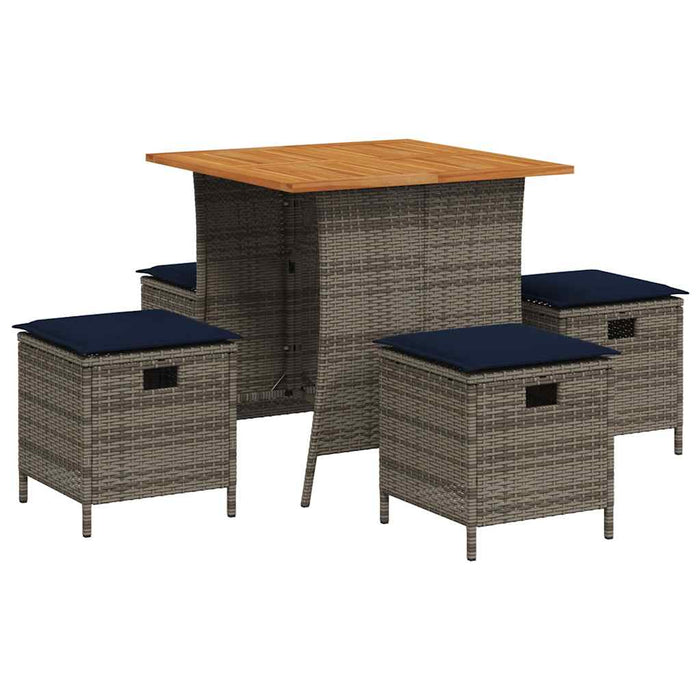 Set mobilier de grădină cu perne, 5 piese, gri, poliratan - WALTI WALTI