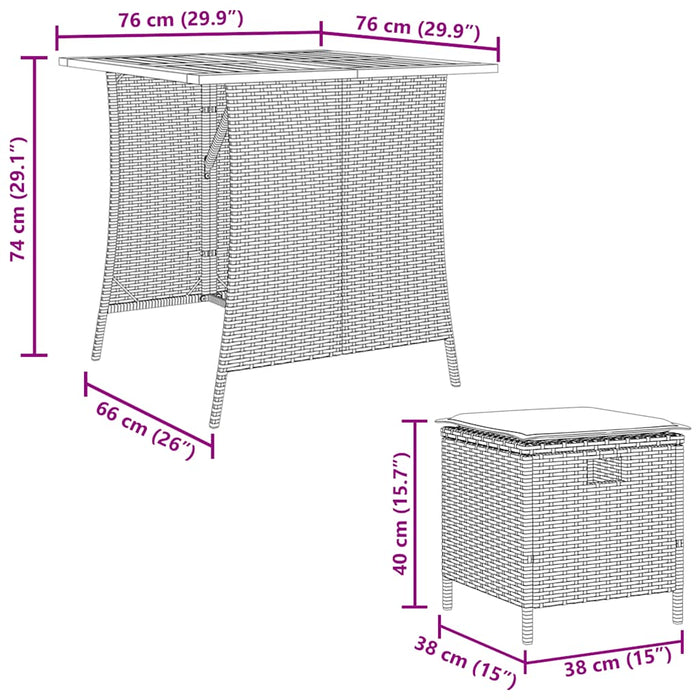 Set mobilier de grădină cu perne, 5 piese, gri, poliratan - WALTI WALTI