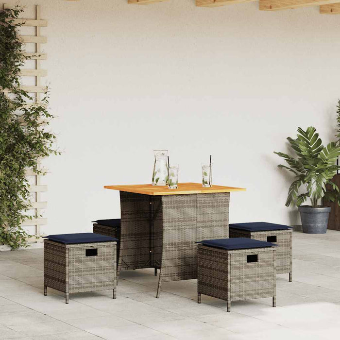 Set mobilier de grădină cu perne, 5 piese, gri, poliratan - WALTI WALTI
