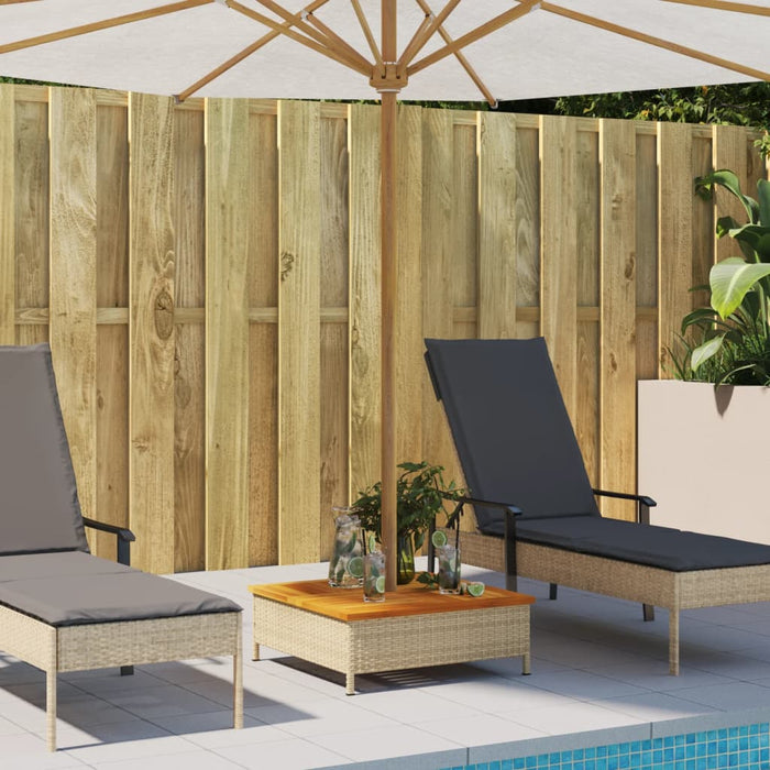 Mască suport umbrelă de soare, bej 70x70x25 cm poliratan/acacia - WALTI WALTI