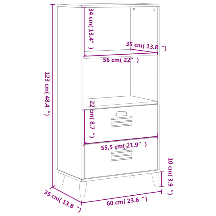 Bibliotecă „VIKEN”, alb, 60x35x123 cm, lemn prelucrat - WALTI WALTI