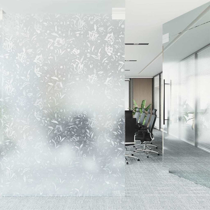 Folie fereastră mată, model sablat cu floare, 60x500 cm, PVC - WALTI WALTI
