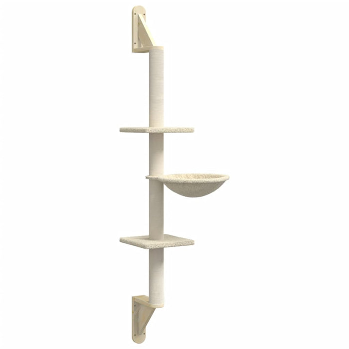 Ansamblu pisici de perete cu stâlp de zgâriere, crem, 142,5 cm - WALTI WALTI