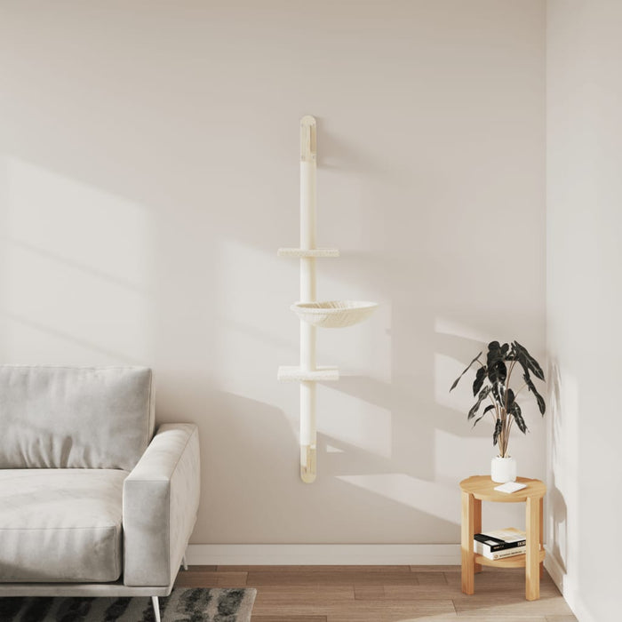 Ansamblu pisici de perete cu stâlp de zgâriere, crem, 142,5 cm - WALTI WALTI