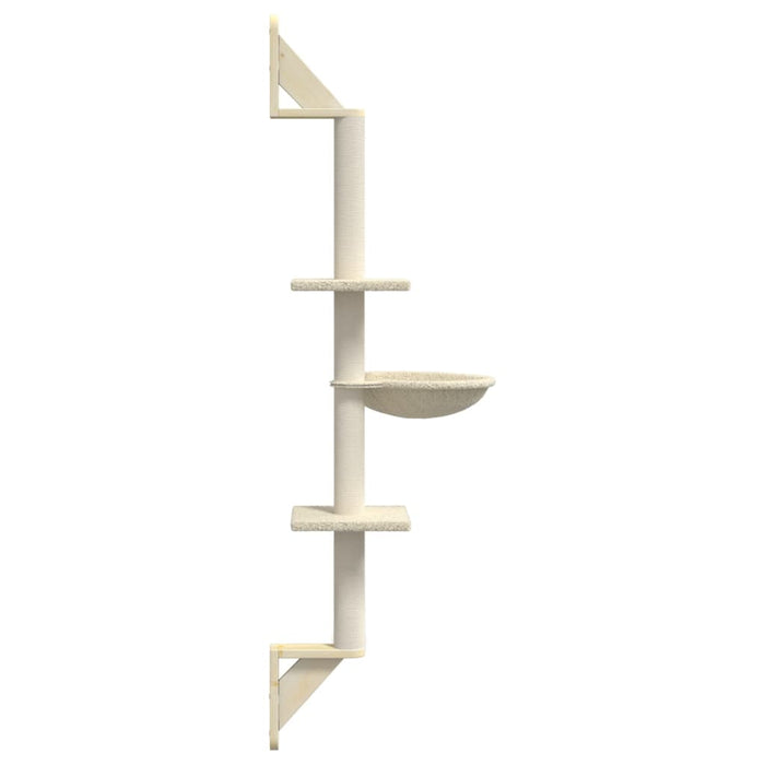 Ansamblu pisici de perete cu stâlp de zgâriere, crem, 142,5 cm - WALTI WALTI