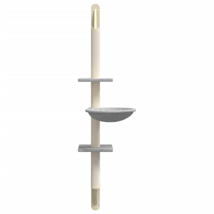 Ansamblu pisici perete cu stâlp zgâriere, gri deschis, 142,5 cm - WALTI WALTI