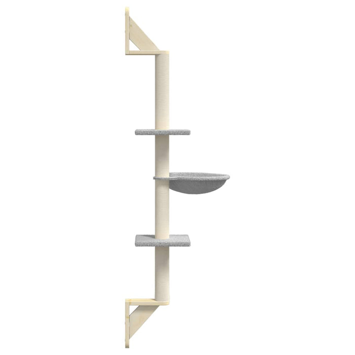 Ansamblu pisici perete cu stâlp zgâriere, gri deschis, 142,5 cm - WALTI WALTI