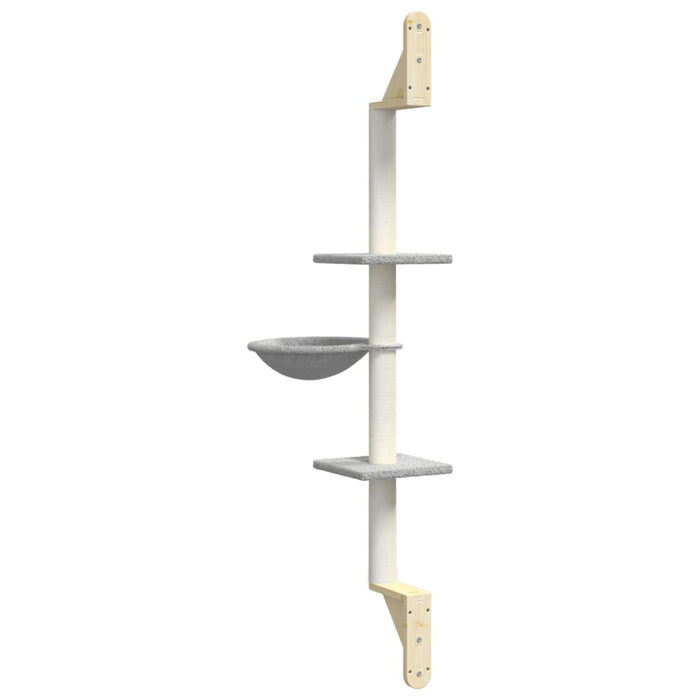 Ansamblu pisici perete cu stâlp zgâriere, gri deschis, 142,5 cm - WALTI WALTI