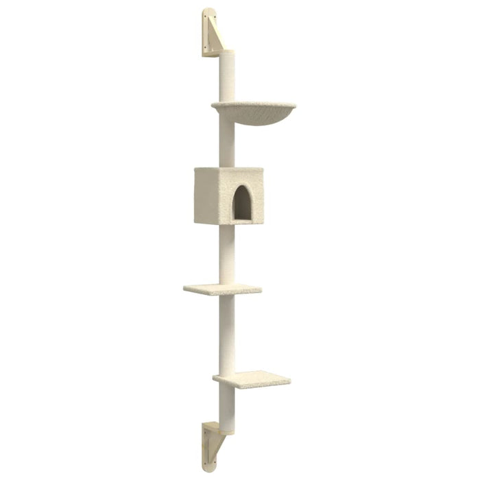Ansamblu pisici de perete cu stâlp de zgâriere, crem, 187 cm WALTI