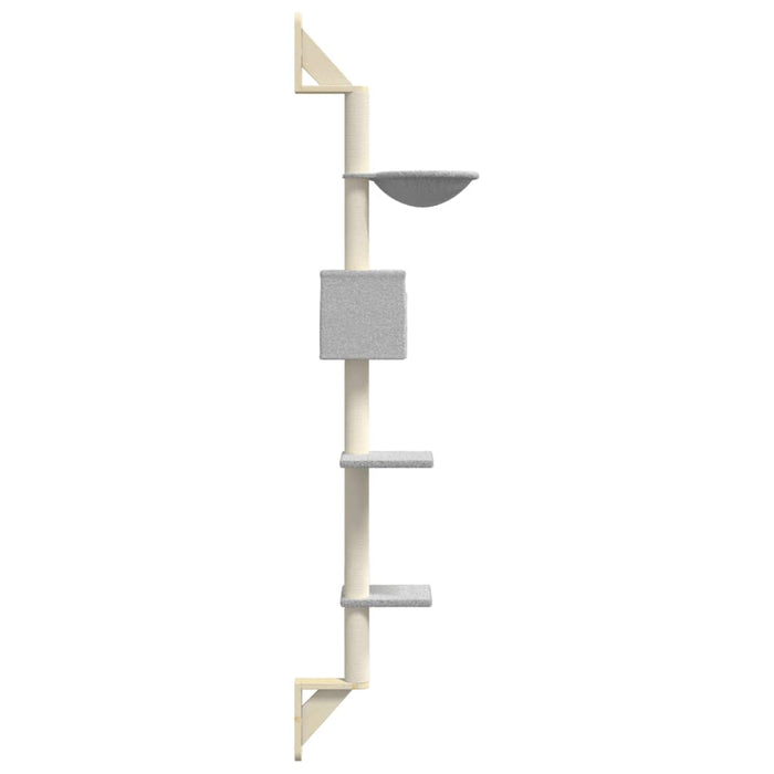Ansamblu pisici perete cu stâlp zgâriere, gri deschis, 187 cm - WALTI WALTI