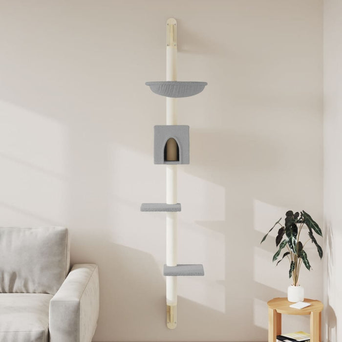 Ansamblu pisici perete cu stâlp zgâriere, gri deschis, 187 cm - WALTI WALTI