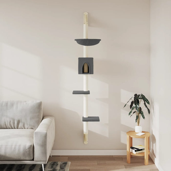 Ansamblu pisici perete cu stâlp zgâriere, gri închis, 187 cm WALTI