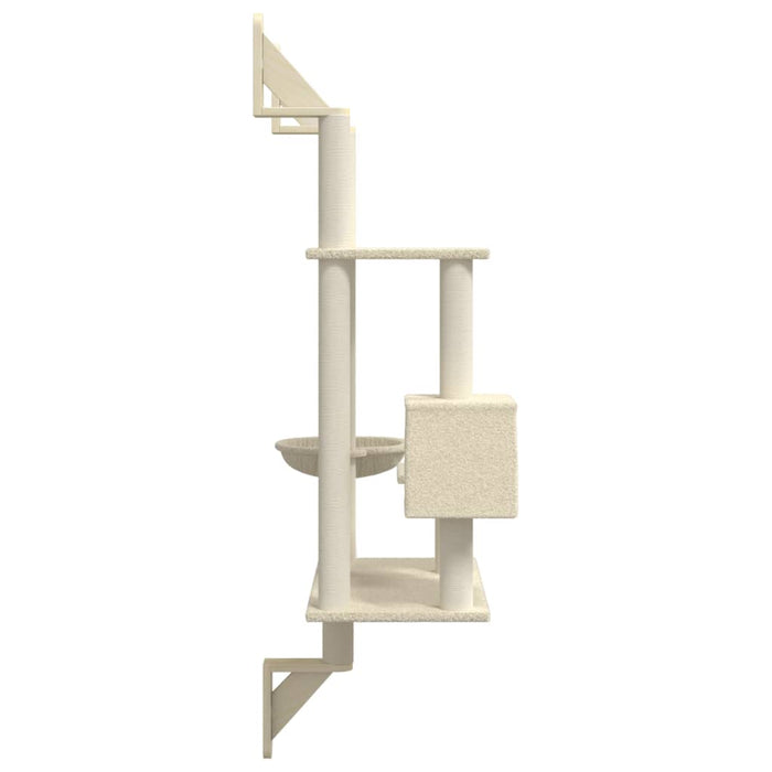 Ansamblu pisici de perete cu stâlp de zgâriere, crem, 153 cm - WALTI WALTI