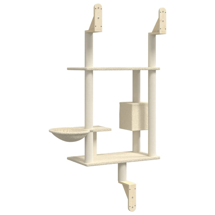 Ansamblu pisici de perete cu stâlp de zgâriere, crem, 153 cm - WALTI WALTI
