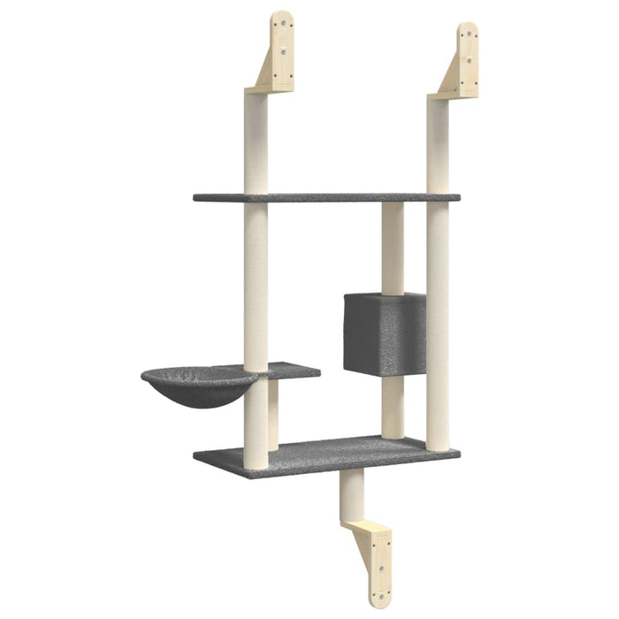 Ansamblu pisici perete cu stâlp zgâriere, gri închis, 153 cm - WALTI WALTI