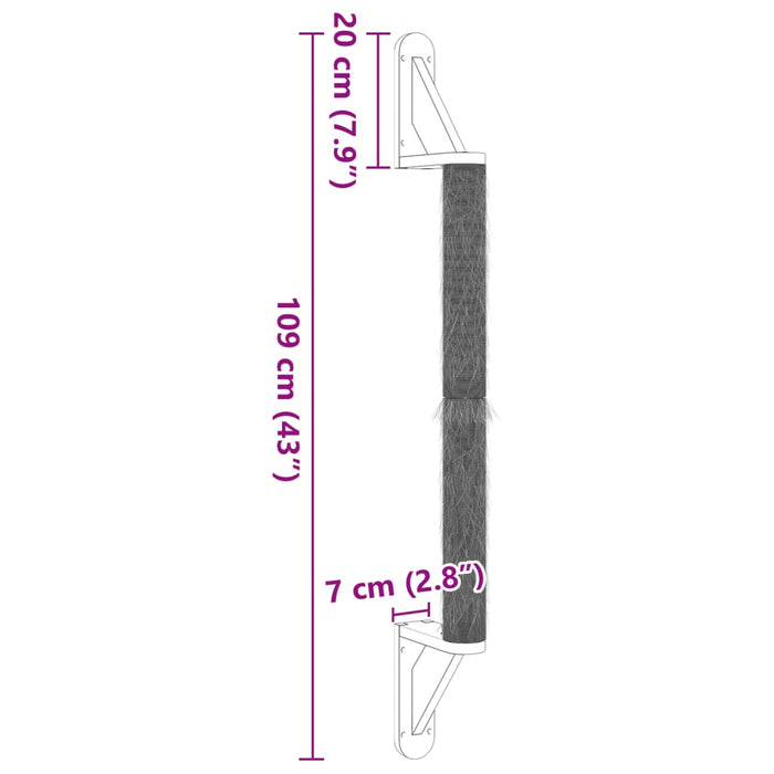 Ansamblu zgâriat pentru pisici, montat pe perete, 109 cm sisal - WALTI WALTI