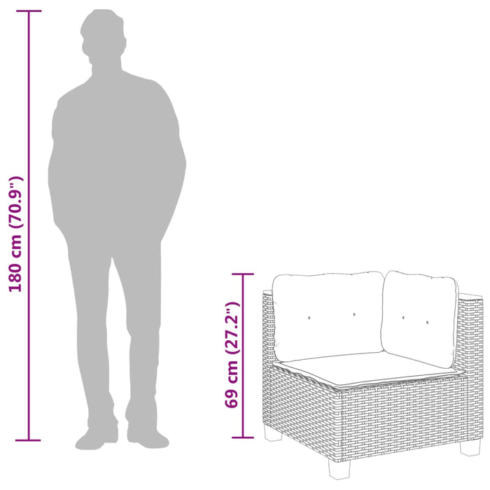 Canapea de colț cu pernă de grădină, gri, poliratan - WALTI WALTI