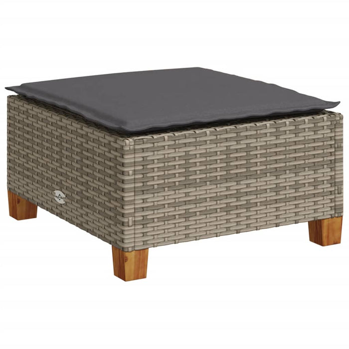 Taburet de grădină cu pernă, gri, 63,5x56x32 cm, poliratan - WALTI WALTI