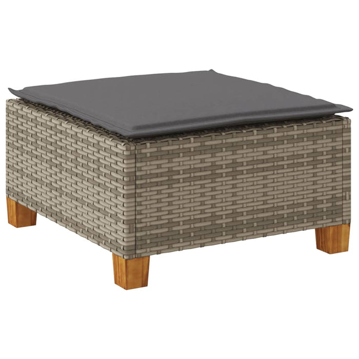 Taburet de grădină cu pernă, gri, 63,5x56x32 cm, poliratan - WALTI WALTI