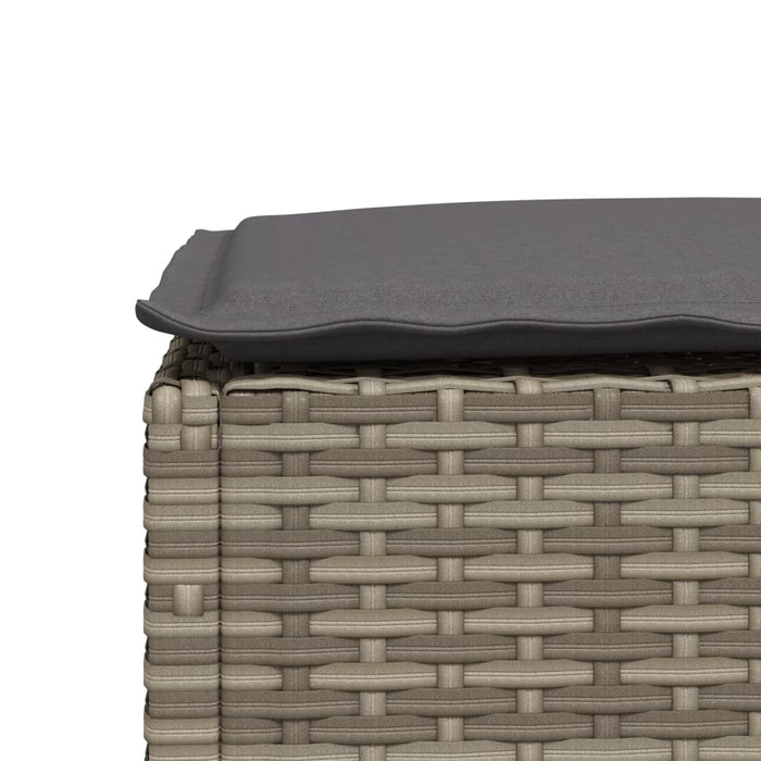 Taburet de grădină cu pernă, gri, 63,5x56x32 cm, poliratan - WALTI WALTI