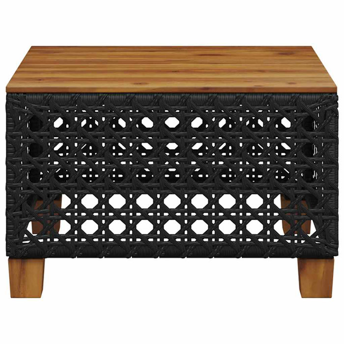 Masă de grădină, negru, 55x55x36 cm, poliratan și lemn acacia - WALTI WALTI