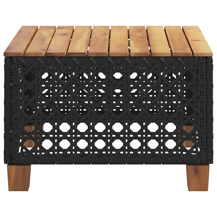 Masă de grădină, negru, 55x55x36 cm, poliratan și lemn acacia - WALTI WALTI