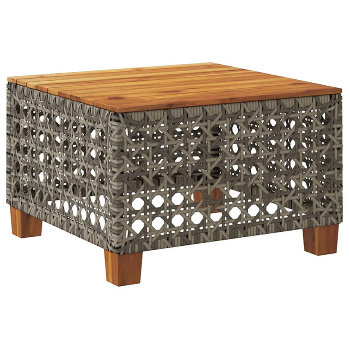 Masă de grădină, gri, 55x55x36 cm, poliratan și lemn acacia - WALTI WALTI