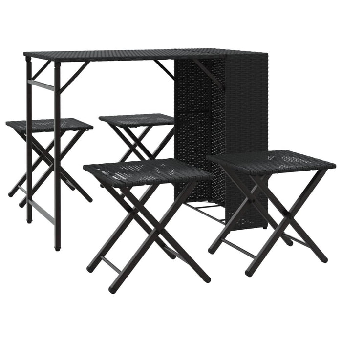 Set mobilier de grădină, pliabil, 5 piese, negru, poliratan - WALTI WALTI
