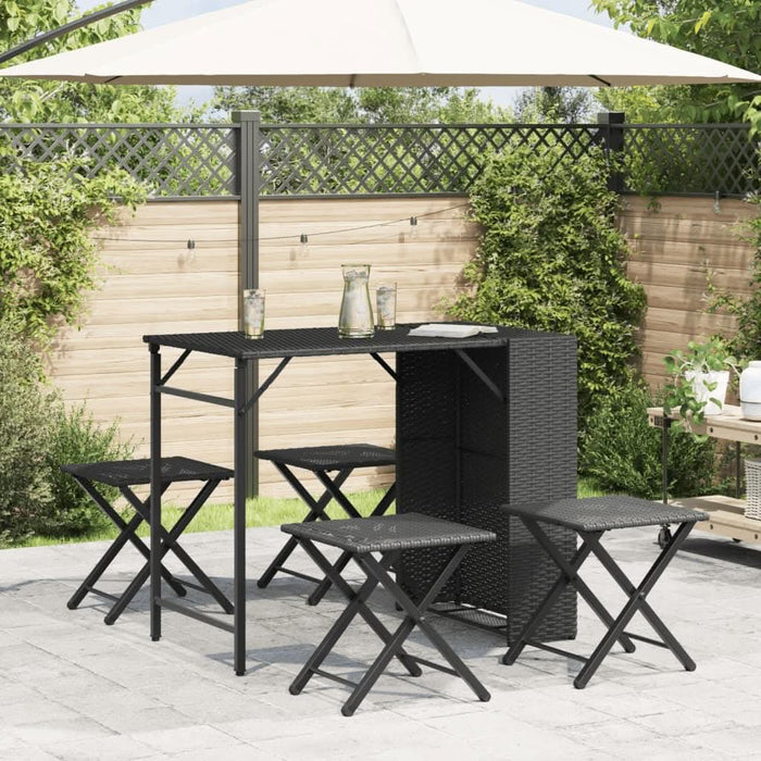 Set mobilier de grădină, pliabil, 5 piese, negru, poliratan - WALTI WALTI