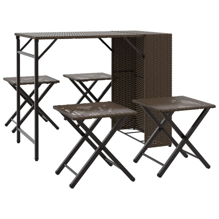 Set mobilier de grădină, pliabil, 5 piese, maro, poliratan - WALTI WALTI