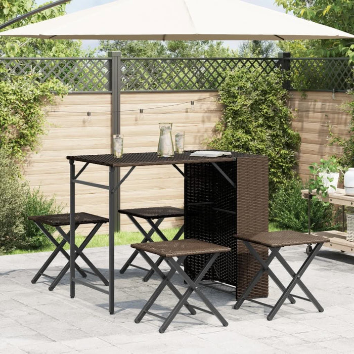 Set mobilier de grădină, pliabil, 5 piese, maro, poliratan - WALTI WALTI