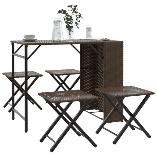 Set mobilier de grădină, pliabil, 5 piese, maro, poliratan - WALTI WALTI