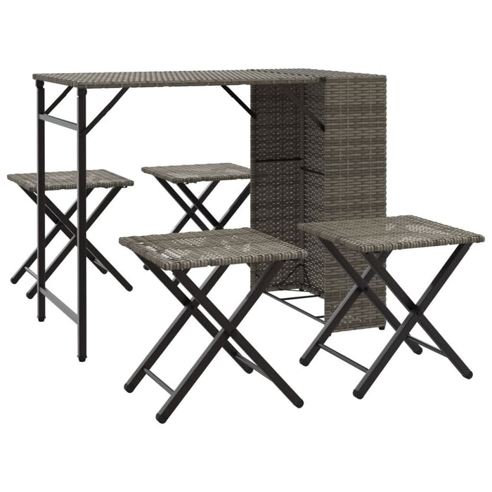 Set mobilier de grădină, pliabil, 5 piese, gri, poliratan - WALTI WALTI
