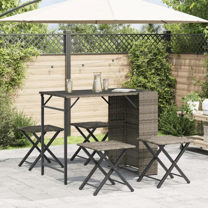 Set mobilier de grădină, pliabil, 5 piese, gri, poliratan - WALTI WALTI