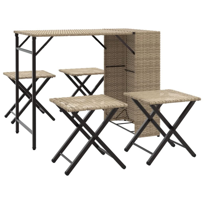 Set mobilier de grădină, pliabil, 5 piese, bej, poliratan - WALTI WALTI