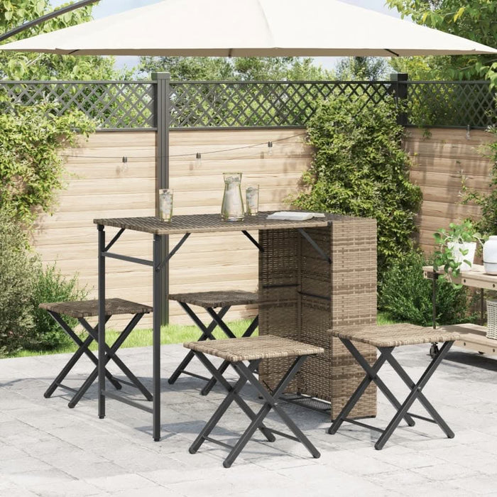 Set mobilier de grădină, pliabil, 5 piese, bej, poliratan - WALTI WALTI