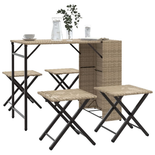 Set mobilier de grădină, pliabil, 5 piese, bej, poliratan - WALTI WALTI