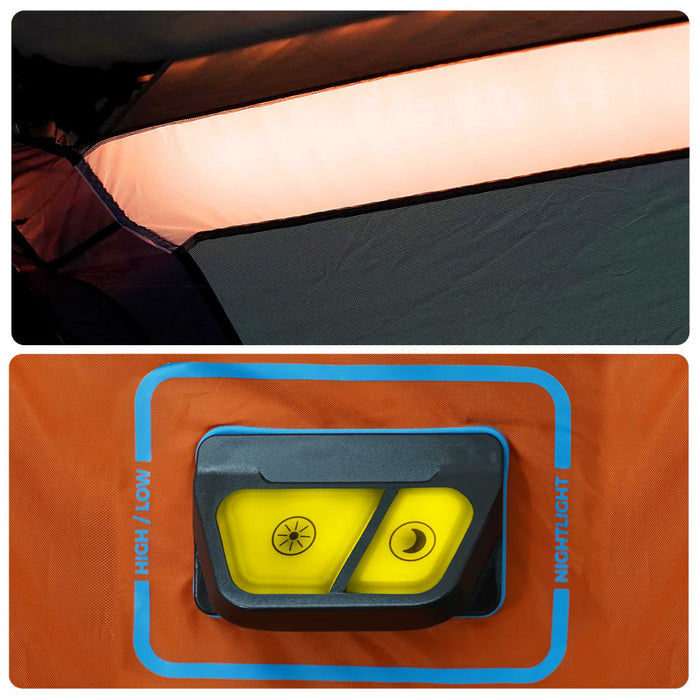 Cort familie cu LED 9 persoane gri/portocaliu, setare rapidă - WALTI WALTI