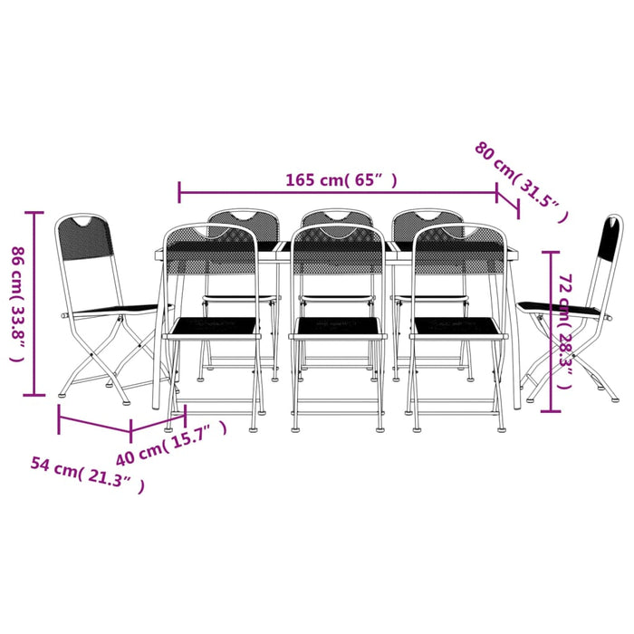 Set de masă pentru grădină, 9 piese, plasă metalică antracit - WALTI WALTI