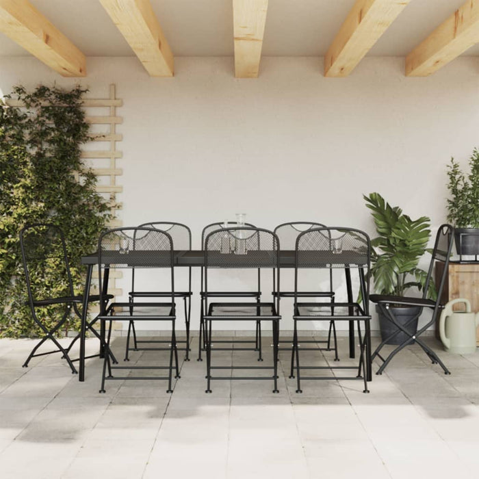 Set de masă pentru grădină, 9 piese, plasă metalică antracit - WALTI WALTI