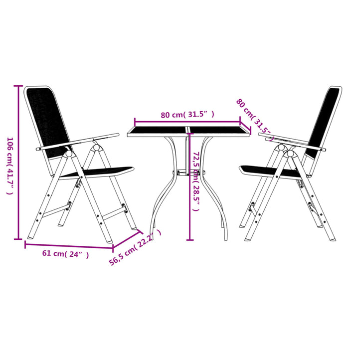 Set de masă pentru grădină, 3 piese, plasă metalică antracit WALTI