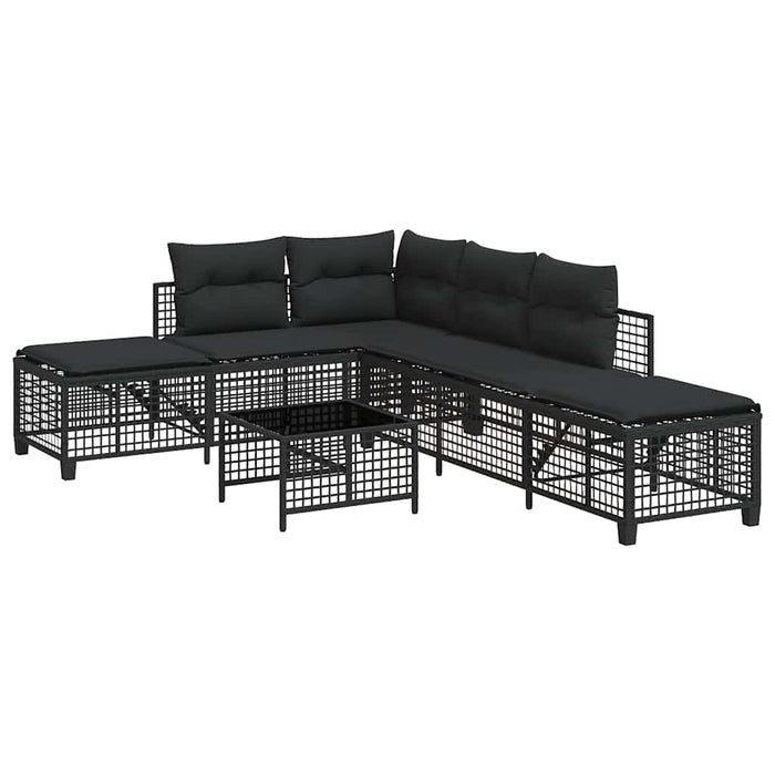 Set mobilier colțar de grădină cu perne 3 piese negru poliratan - WALTI WALTI