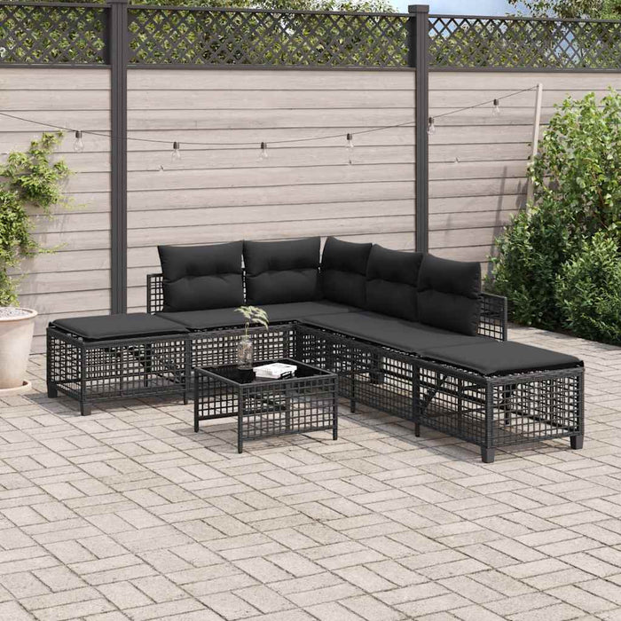 Set mobilier colțar de grădină cu perne 3 piese negru poliratan - WALTI WALTI