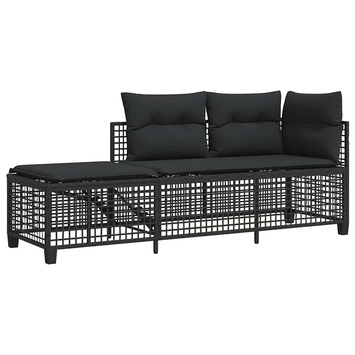 Set mobilier colțar de grădină cu perne 3 piese negru poliratan - WALTI WALTI