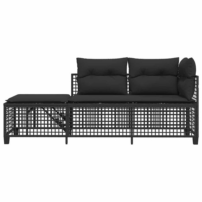 Set mobilier colțar de grădină cu perne 3 piese negru poliratan - WALTI WALTI