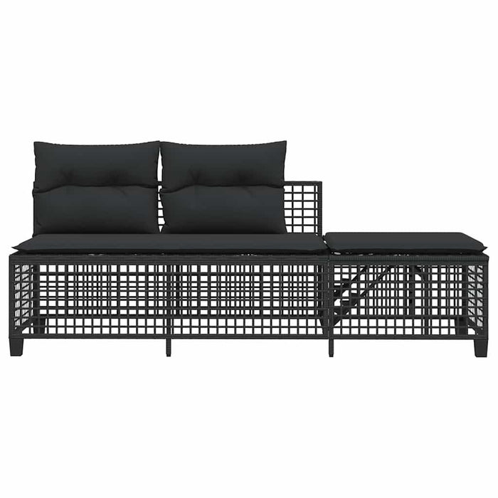 Set mobilier colțar de grădină cu perne 3 piese negru poliratan - WALTI WALTI