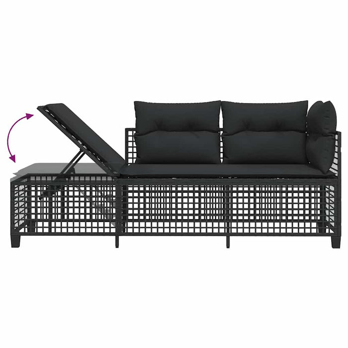 Set mobilier colțar de grădină cu perne 3 piese negru poliratan - WALTI WALTI