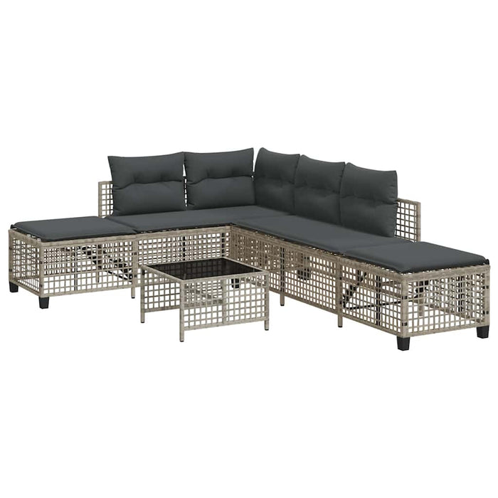 Set mobilier colțar grădină perne 3 piese gri deschis poliratan - WALTI WALTI